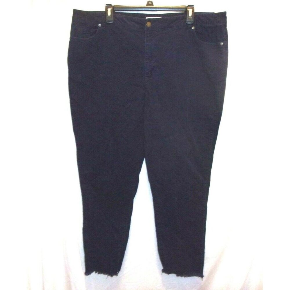 Coldwater Creek Natural Fit‎ Indigo Blue Corduroy Cropped Jeans 18W Frayed Hem